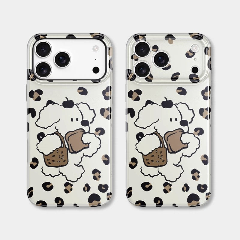 CaseMuses Cute Leopard Print Striped Dog Phone Case