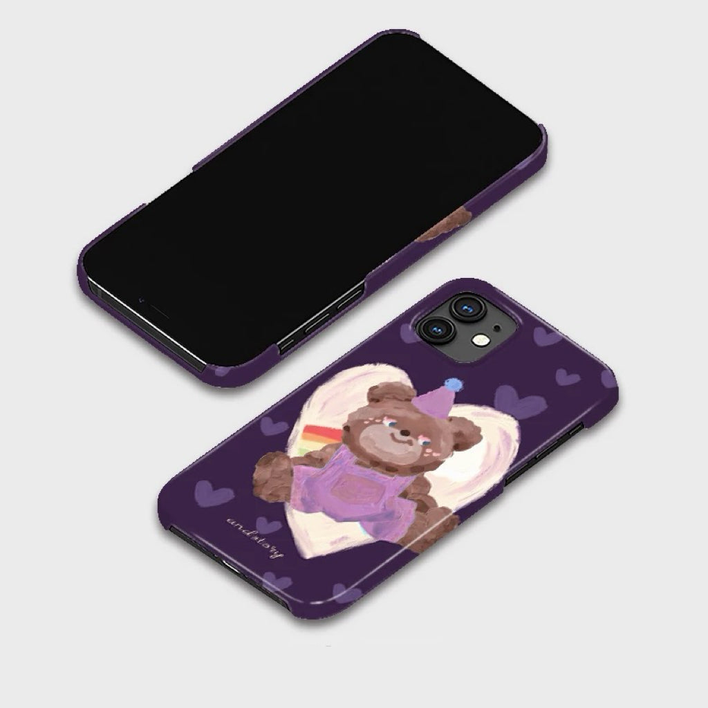 CaseMuses Whimsical Bear in Purple Overalls Phone Case