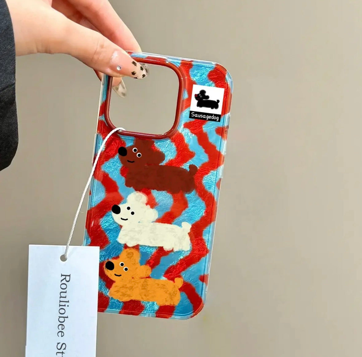 CaseMuses Red and Blue Dachshund Phone Case