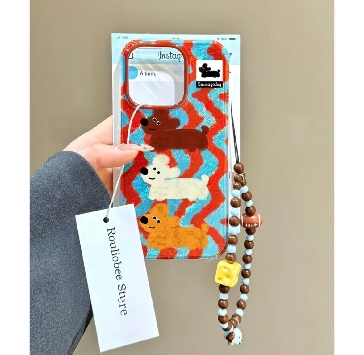 CaseMuses Red and Blue Dachshund Phone Case