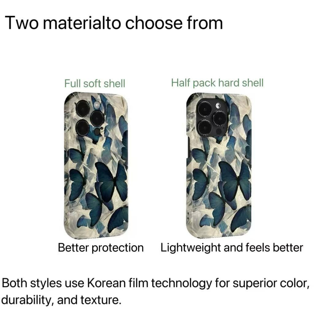 CaseMuses Blue Butterfly Elegant Dark Wing Pattern Phone Case