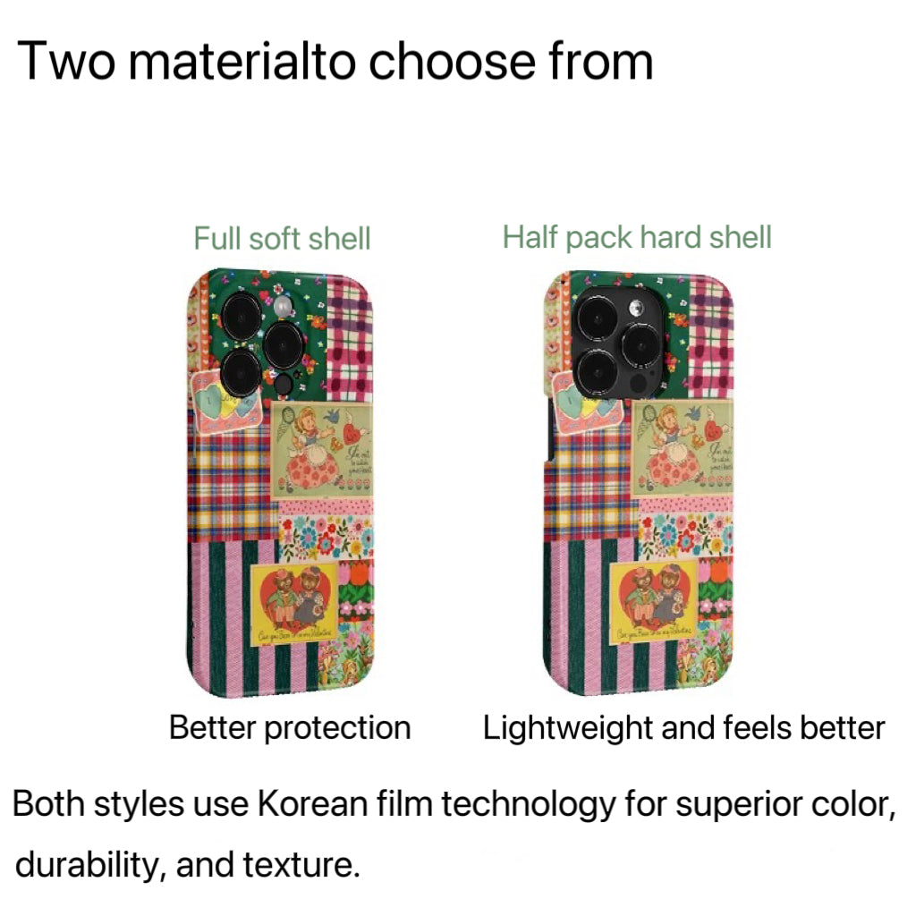 CaseMuses Vintage Patchwork Valentine Phone Case – Retro Love-Inspired Design