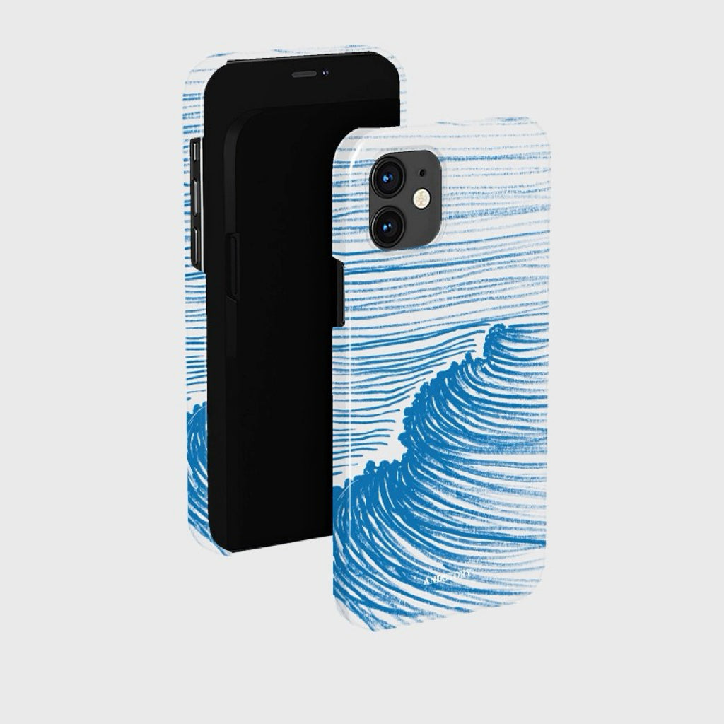 CaseMuses Minimalist Blue Line Art Wave Phone Case