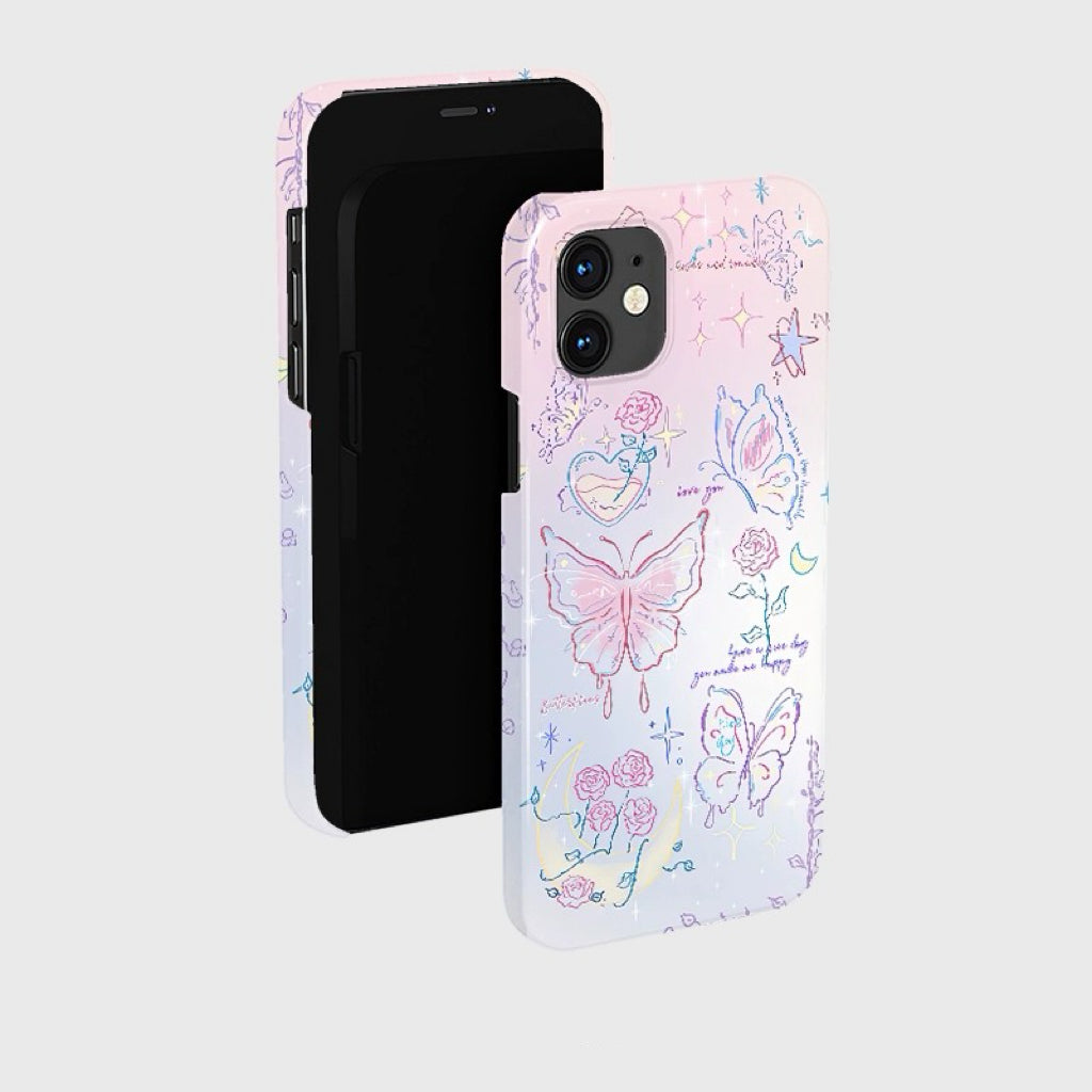 CaseMuses Pastel Dreams Butterfly & Doodle Phone Case