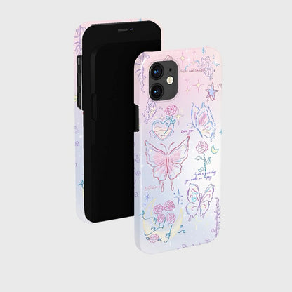 CaseMuses Pastel Dreams Butterfly & Doodle Phone Case