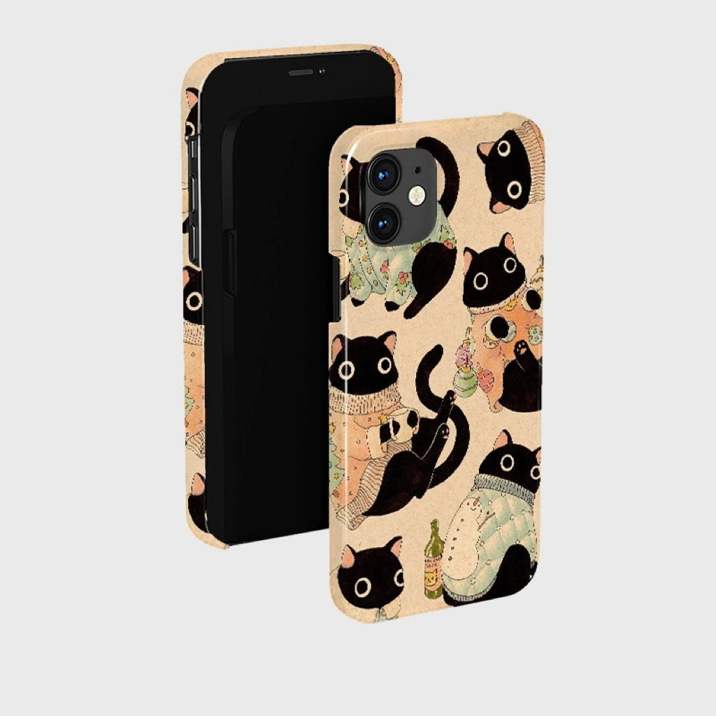 CaseMuses Whimsical Black Cats iPhone Case