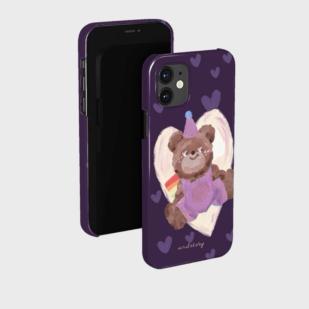 CaseMuses Whimsical Bear in Purple Overalls Phone Case