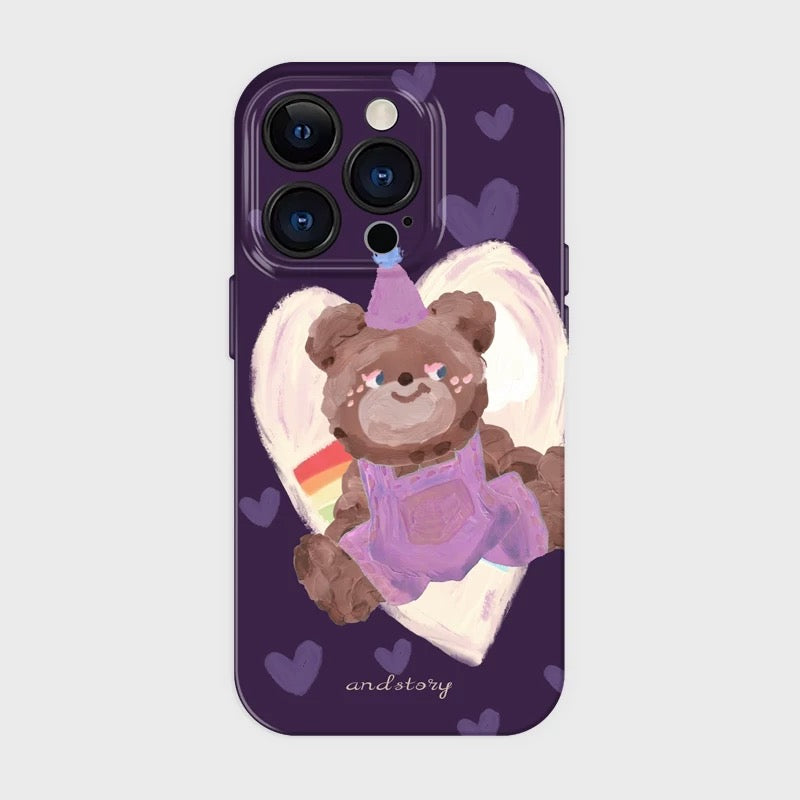 CaseMuses Whimsical Bear in Purple Overalls Phone Case