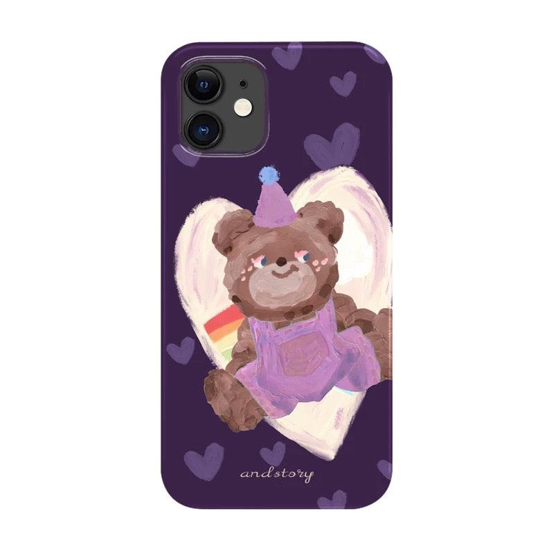 CaseMuses Whimsical Bear in Purple Overalls Phone Case