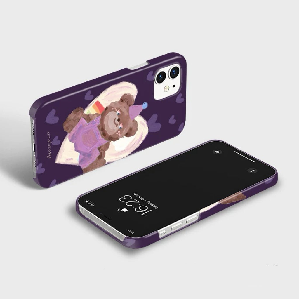 CaseMuses Whimsical Bear in Purple Overalls Phone Case
