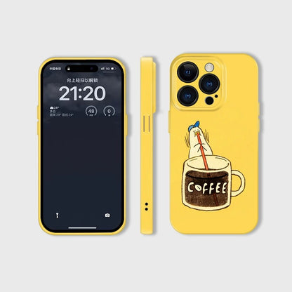 CaseMuses Cheerful Duck & Coffee Cup iPhone Case