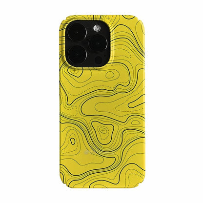 CaseMuses Yellow Topographic iPhone Case – Geometric Map Line Design