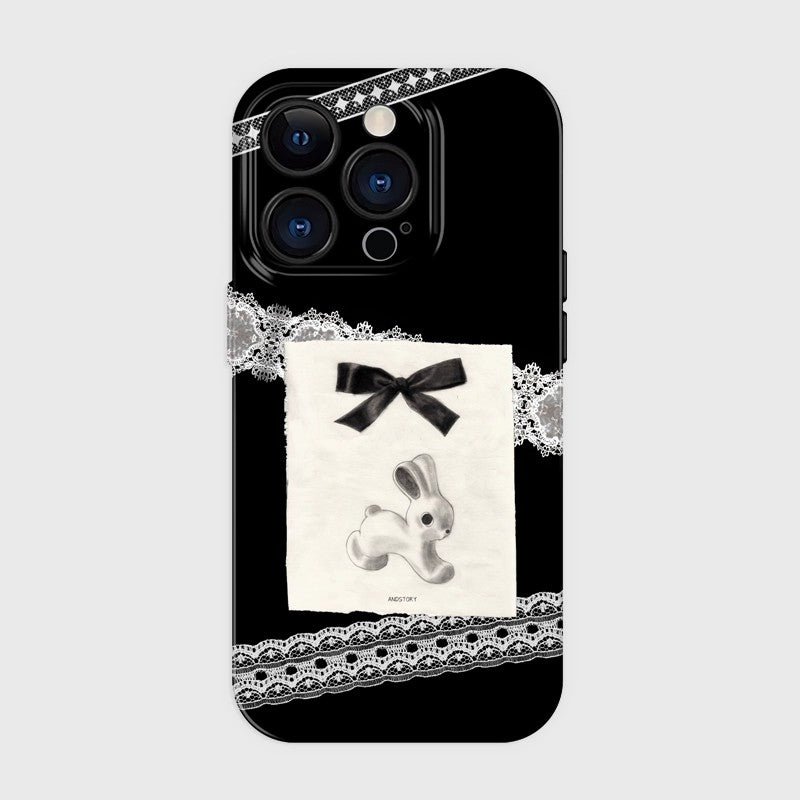 CaseMuses Vintage Lace Bunny Black Romantic Phone Cases