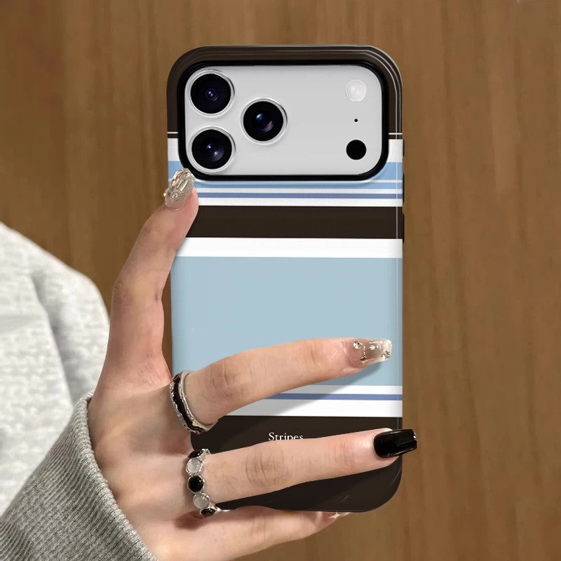CaseMuses Blue Minimalist Color-Blocked Striped Phone Case