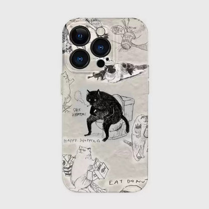 CaseMuses Melancholy Cat Graffiti Personalized Creative Phone Case