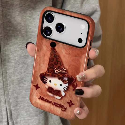CaseMuses Hello Kitty Leopard Witch 3D Soft Case – Cute & Trendy Brown Design