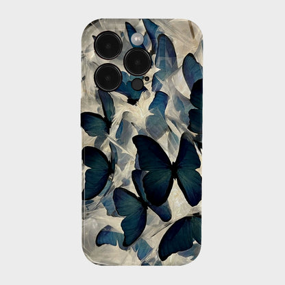 CaseMuses Blue Butterfly Elegant Dark Wing Pattern Phone Case
