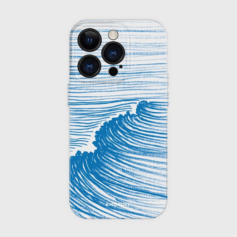 CaseMuses Minimalist Blue Line Art Wave Phone Case