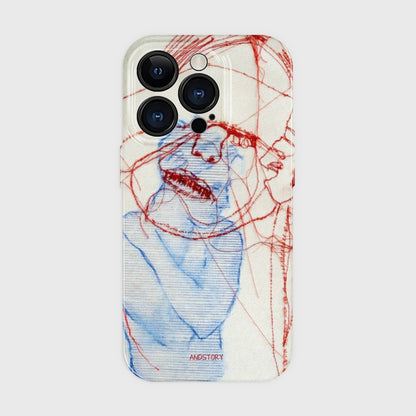 CaseMuses Abstract Red & Blue Sketch Art Phone Cases