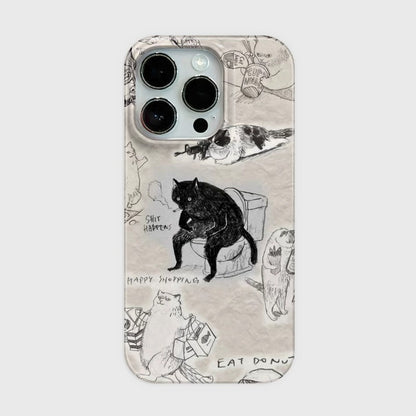 CaseMuses Melancholy Cat Graffiti Personalized Creative Phone Case