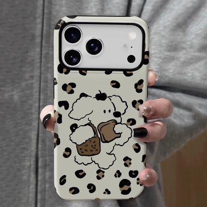 CaseMuses Cute Leopard Print Striped Dog Phone Case