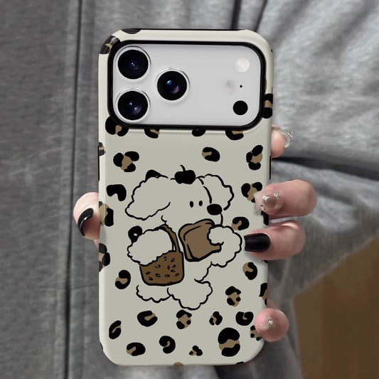 CaseMuses Cute Leopard Print Striped Dog Phone Case