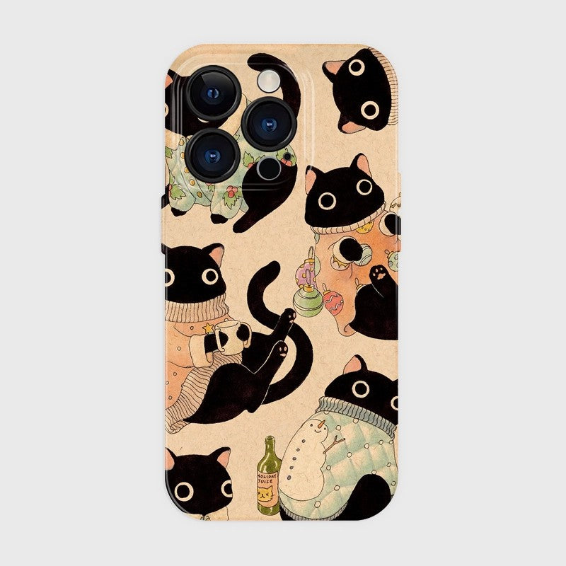 CaseMuses Whimsical Black Cats iPhone Case