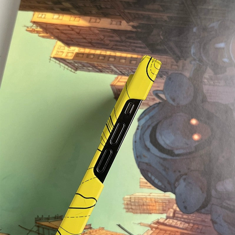 CaseMuses Yellow Topographic iPhone Case – Geometric Map Line Design