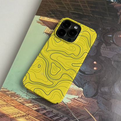 CaseMuses Yellow Topographic iPhone Case – Geometric Map Line Design