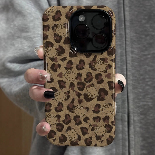 CaseMuses Brown Leopard Print Hello Kitty Phone Cases