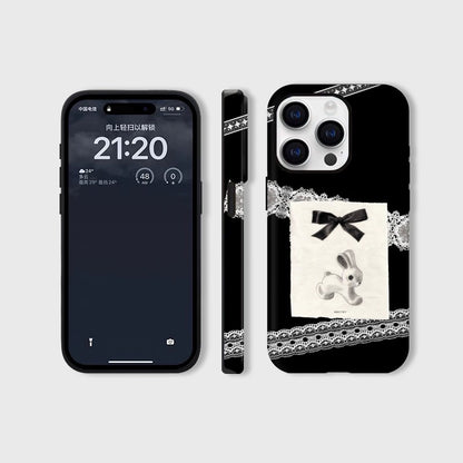 CaseMuses Vintage Lace Bunny Black Romantic Phone Cases
