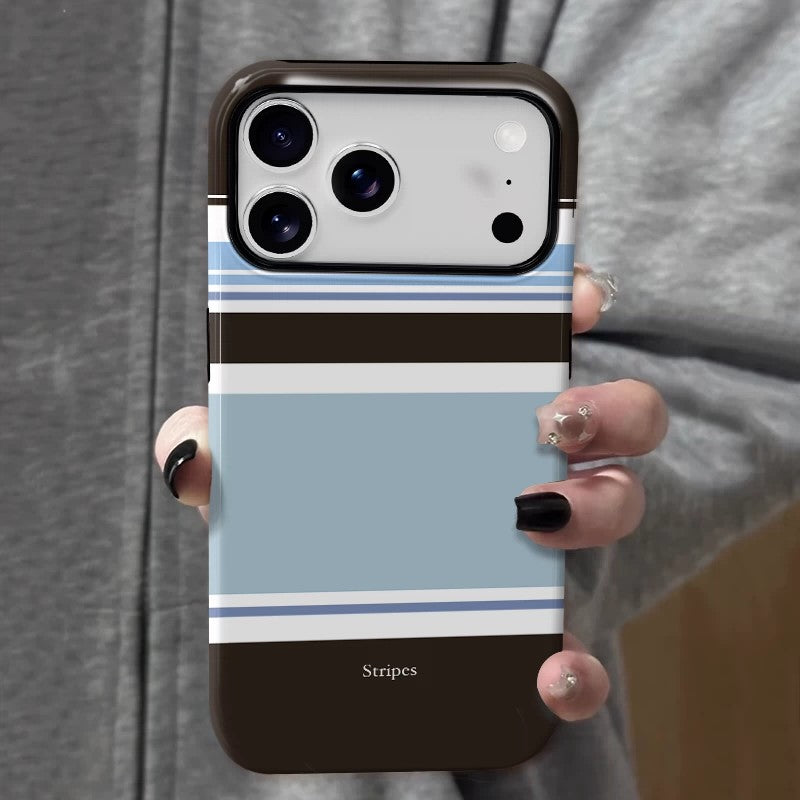 CaseMuses Blue Minimalist Color-Blocked Striped Phone Case