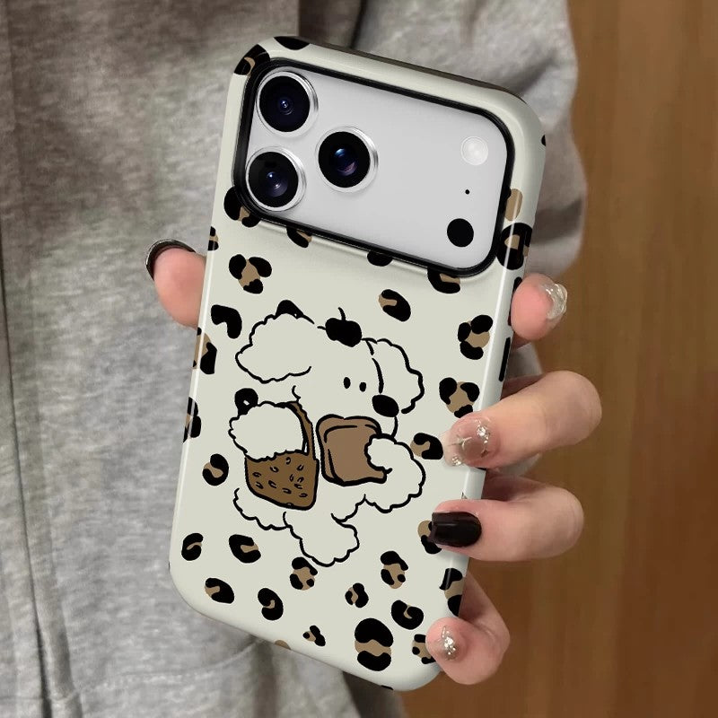 CaseMuses Cute Leopard Print Striped Dog Phone Case