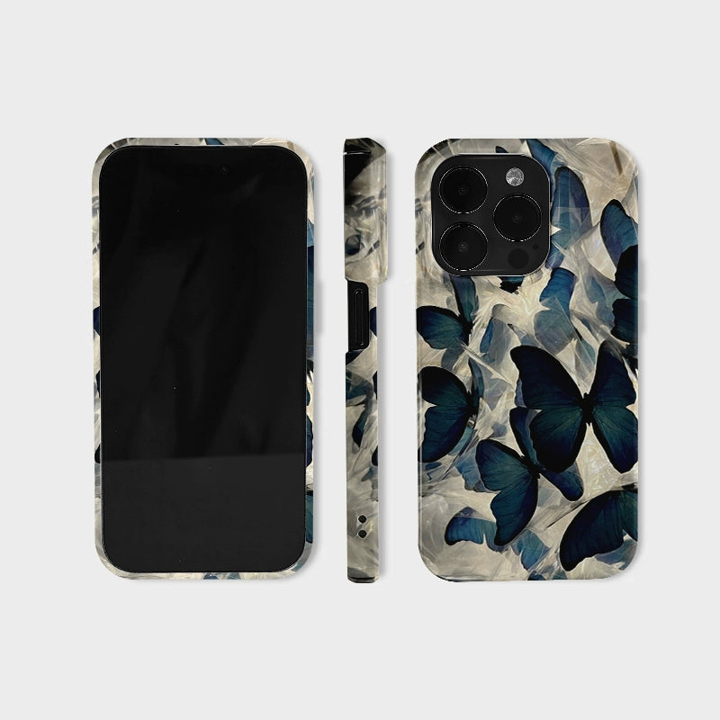 CaseMuses Blue Butterfly Elegant Dark Wing Pattern Phone Case