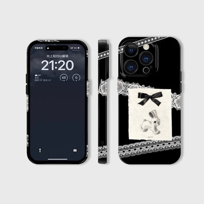 CaseMuses Vintage Lace Bunny Black Romantic Phone Cases
