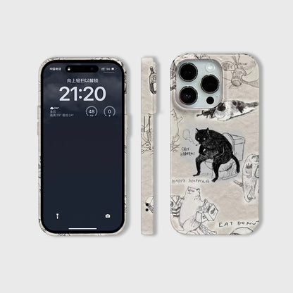 CaseMuses Melancholy Cat Graffiti Personalized Creative Phone Case