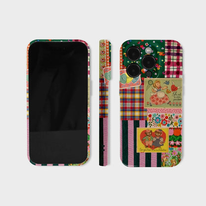 CaseMuses Vintage Patchwork Valentine Phone Case – Retro Love-Inspired Design
