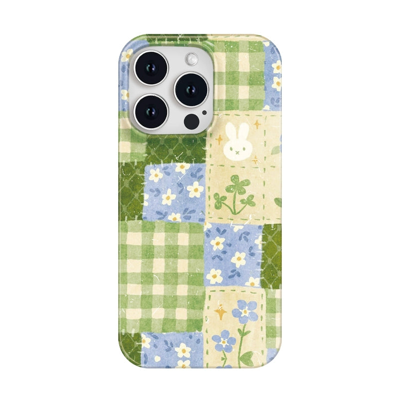 CaseMuses Cute Floral & Plaid Design Patchwork Bunny Phone Case
