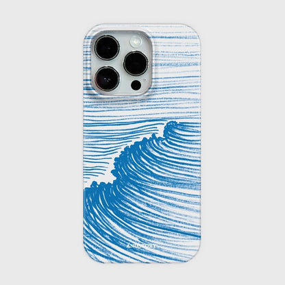 CaseMuses Minimalist Blue Line Art Wave Phone Case