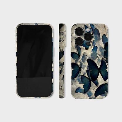 CaseMuses Blue Butterfly Elegant Dark Wing Pattern Phone Case