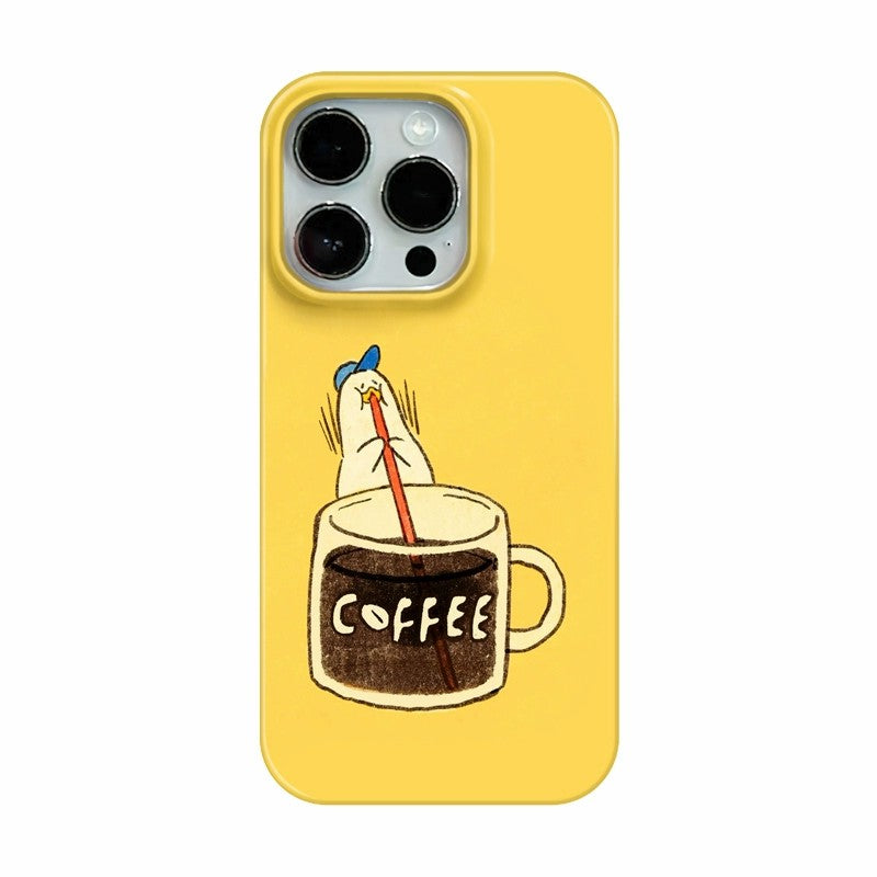 CaseMuses Cheerful Duck & Coffee Cup iPhone Case